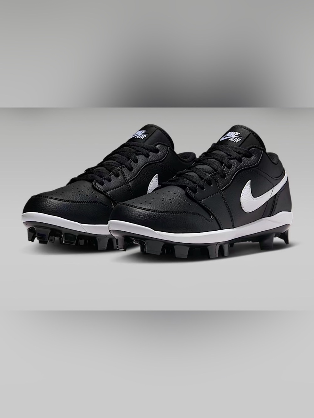 Jordan 1 Retro MCS Low Nike Men’s Black and White Baseball Cleats Size 9